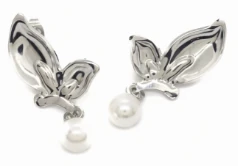 Aros de acero quirurgico mariposa con perla 30mm